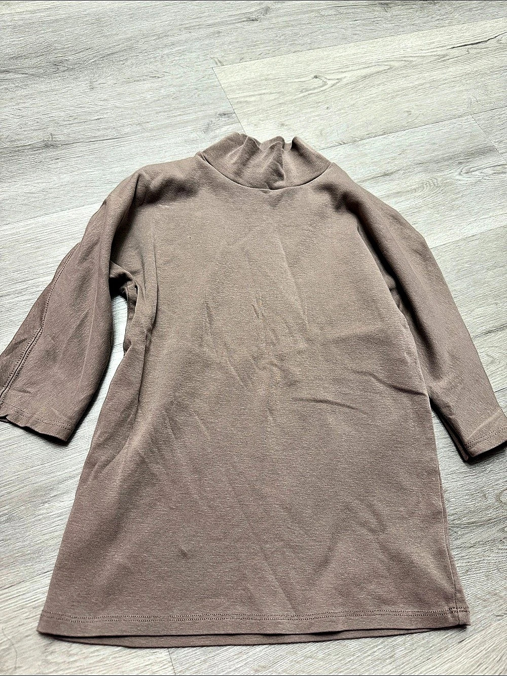 ZARA Women's Brown 3/4 Sleeve Mock Neck